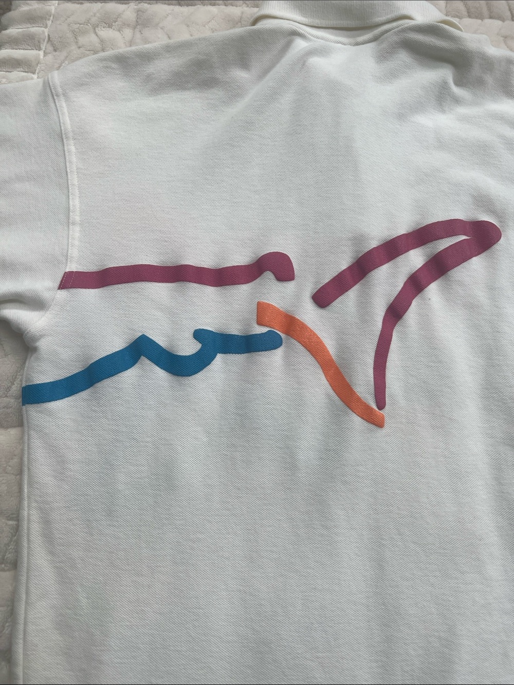Reebok Vintage 90s Greg Norman White Polo Shirt Medium Wrap-Around Shark - Picture 5 of 8